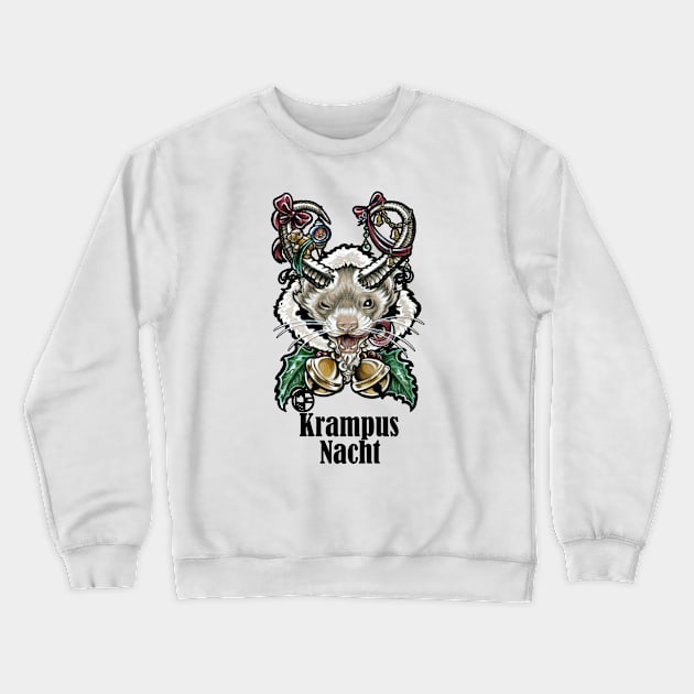 Krampus Ferret - Krampus Nacht - Black Outlined Version Crewneck Sweatshirt by Nat Ewert Art